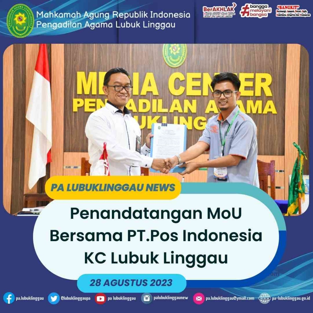 PA LUBUK LINGGAU DAN PT.POS INDONESIA KC LUBUK LINGGAU TANDA TANGANI PERJANJIAN KERJASAMA (1).jpg