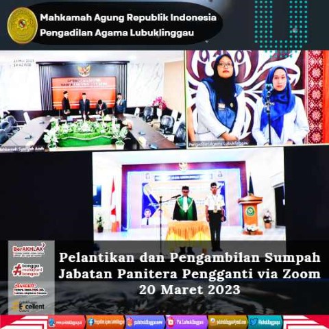 Pelantikan dan Pengambilan Sumpah Jabatan Panitera Pengganti via Zoom 1