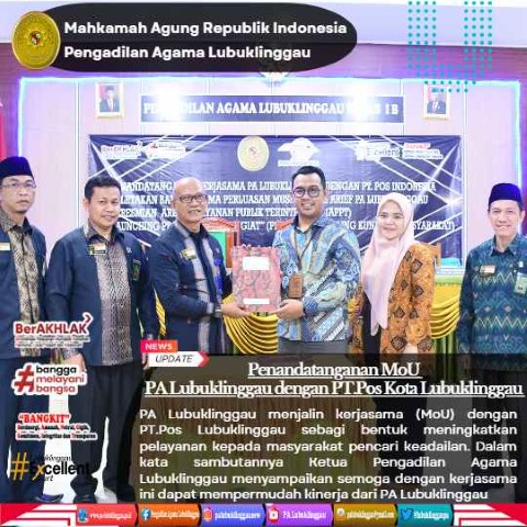 Penandatanganan MoU PA Lubuklinggau dengan PT Pos Lubuklinggau 1