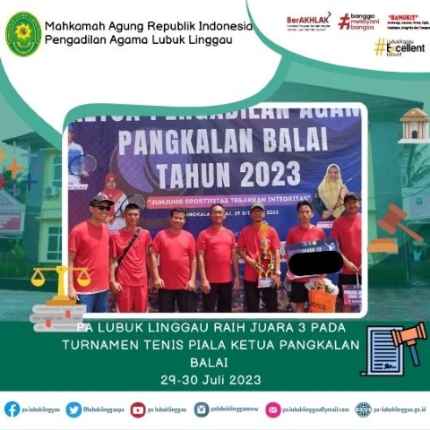 JUARA 3 PADA TURNAMEN TENIS PIALA KETUA PANGKALAN BALAI 1
