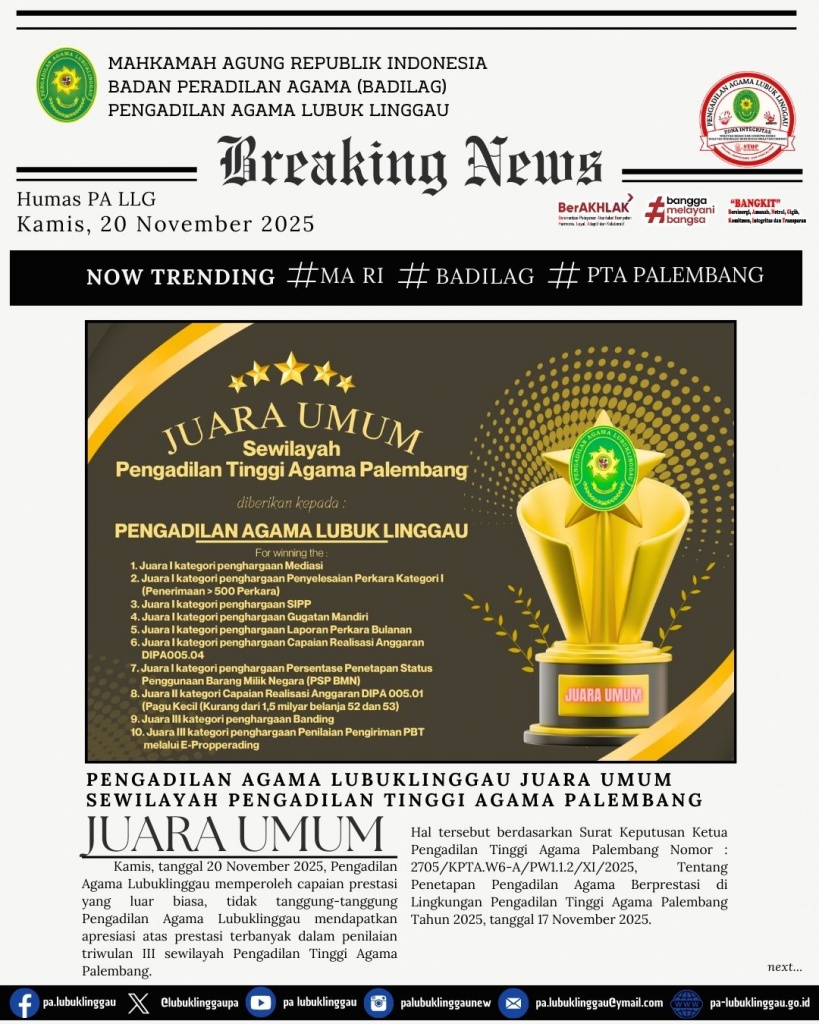 PA Lubuk Linggau Juara Umum PTA Palembang.jpg