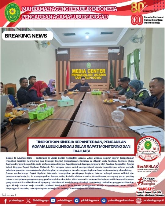 Tingkatkan Kinerja Kepaniteraan, Pengadilan Agama Lubuk Linggau Gelar Rapat Monitoring dan Evaluasi (1).jpg