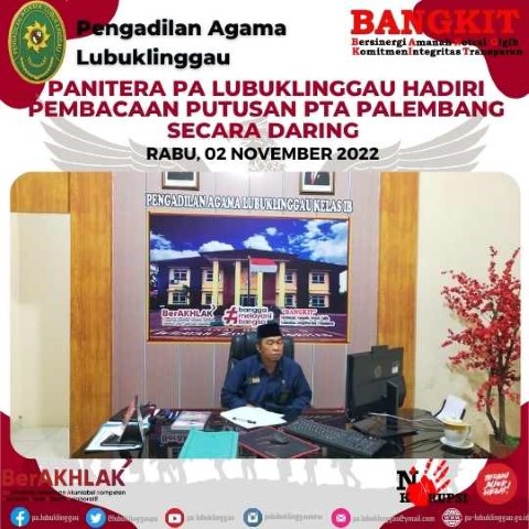 PANITERA PA LUBUKLINGGAU HADIRI PEMBACAAN PUTUSAN PTA PALEMBANG SECARA DARING 1