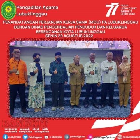 PENANDATANGAN PERJANJIAN KERJA SAMA mou pa lUBUKLINGGAU DENGAN DINAS pENGENDALIAN PENDUD 1