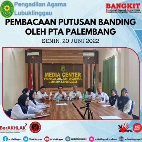 Pembacaan putusan Banding oleh pta palembang 1