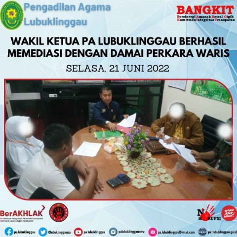 Wakil Ketua PA Lubuklinggau berhasil Memediasi dengan Damai Perkara Waris 2